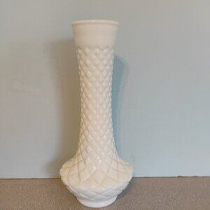 Randall Vintage Milk Glass Diamond Quilt Pattern Vases, Set of 2